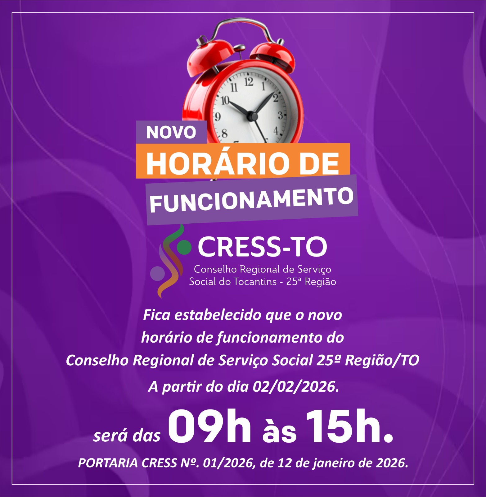 Horário de funcionamento 